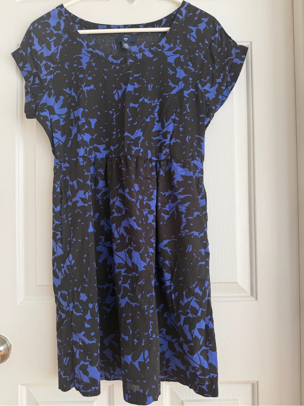 GAP Black and Royal Blue Abstract Print women's ' Casual Dress